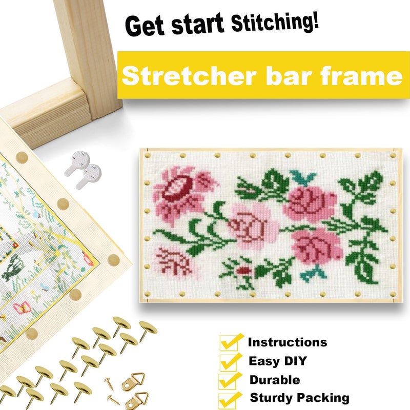 ECOIOU 20 Stretcher Bars 5 Size for Needlepoint Art, DIY Stretcher Bar Frame, Standard Size 6", 8", 10", 12", 14" by 3/4-Inch - Image 2